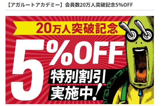 アガルート会員20万人突破記念割引クーポン