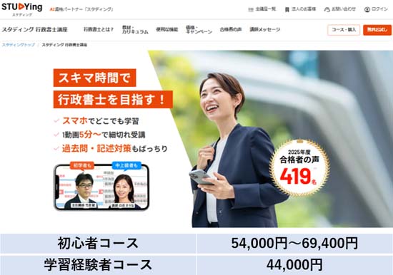 スタディング行政書士講座の評判・口コミ