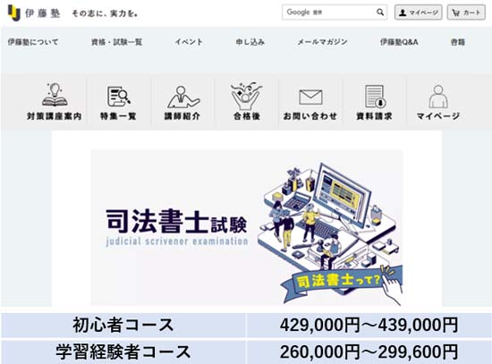 伊藤塾 司法書士講座の料金表【2026年10月31日まで】