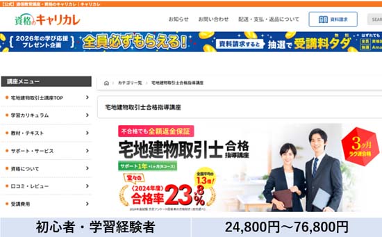 キャリカレ宅建講座の評判・口コミ