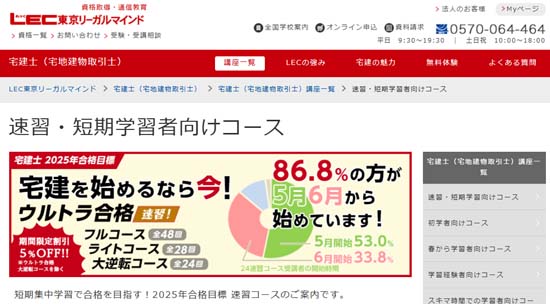 ＬＥＣ短期集中宅建通信講座