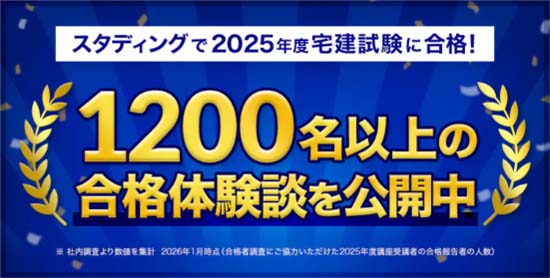 スタディング宅建講座には数え切れないほどの合格者の声！