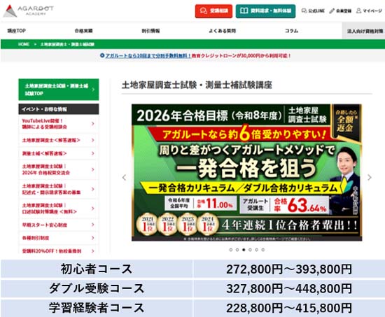 アガルート土地家屋調査士講座の評判・口コミ