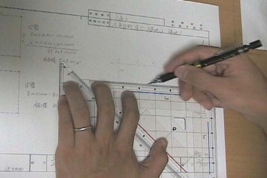 建物図面に横線・縦線を引く①