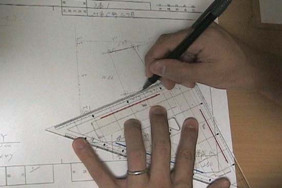 地積測量図をボールペンで清書する①